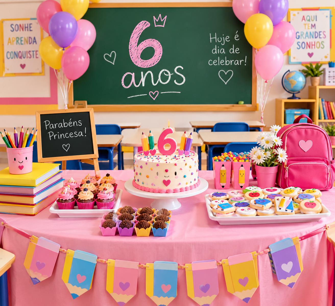 Festa de aniversário na escola com tema Moranguinho
